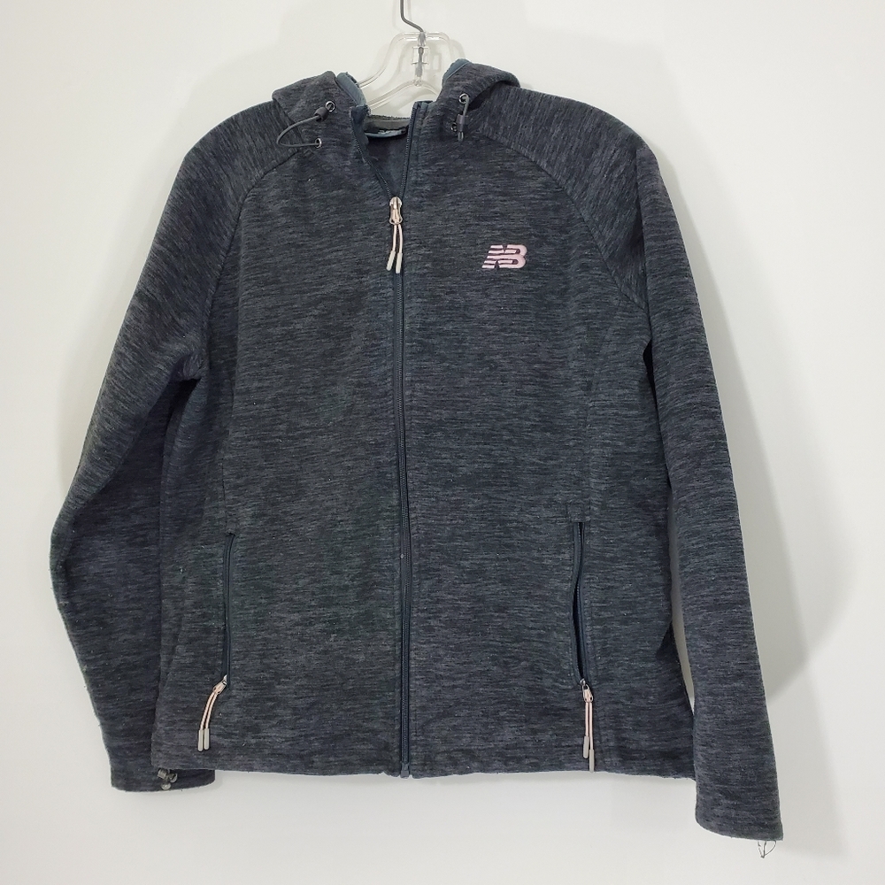 New Balance Gray Zip Front Jacket, Size Petite Large
